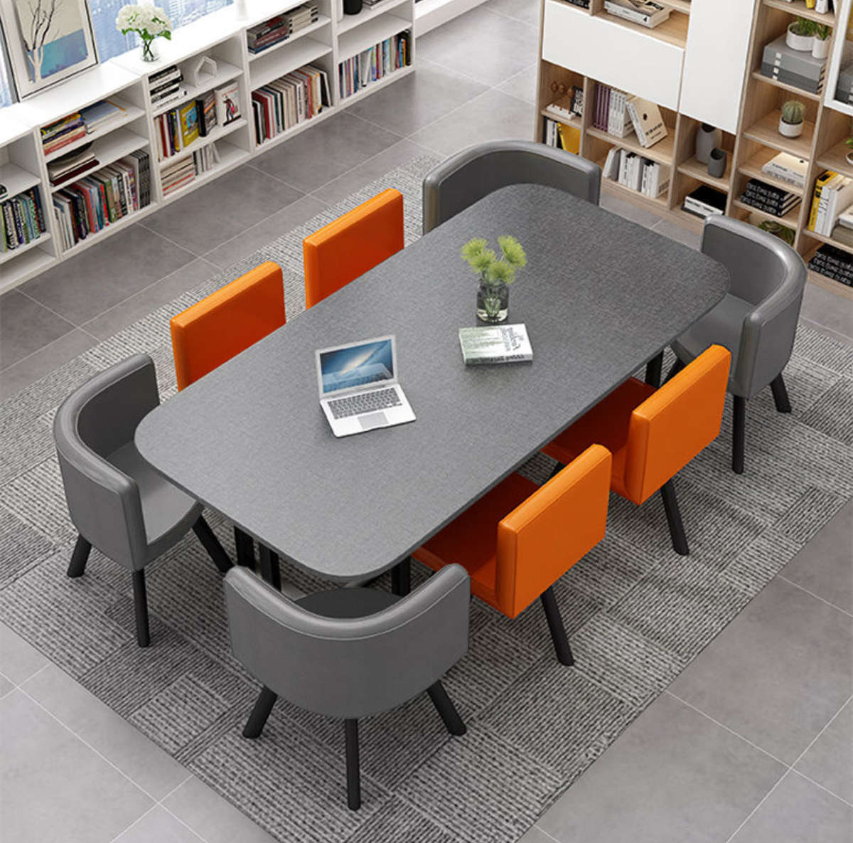 Nordic Style Table Set 8 Chairs + Dining Table , Rectangular Available In Various Colours Now Ava...