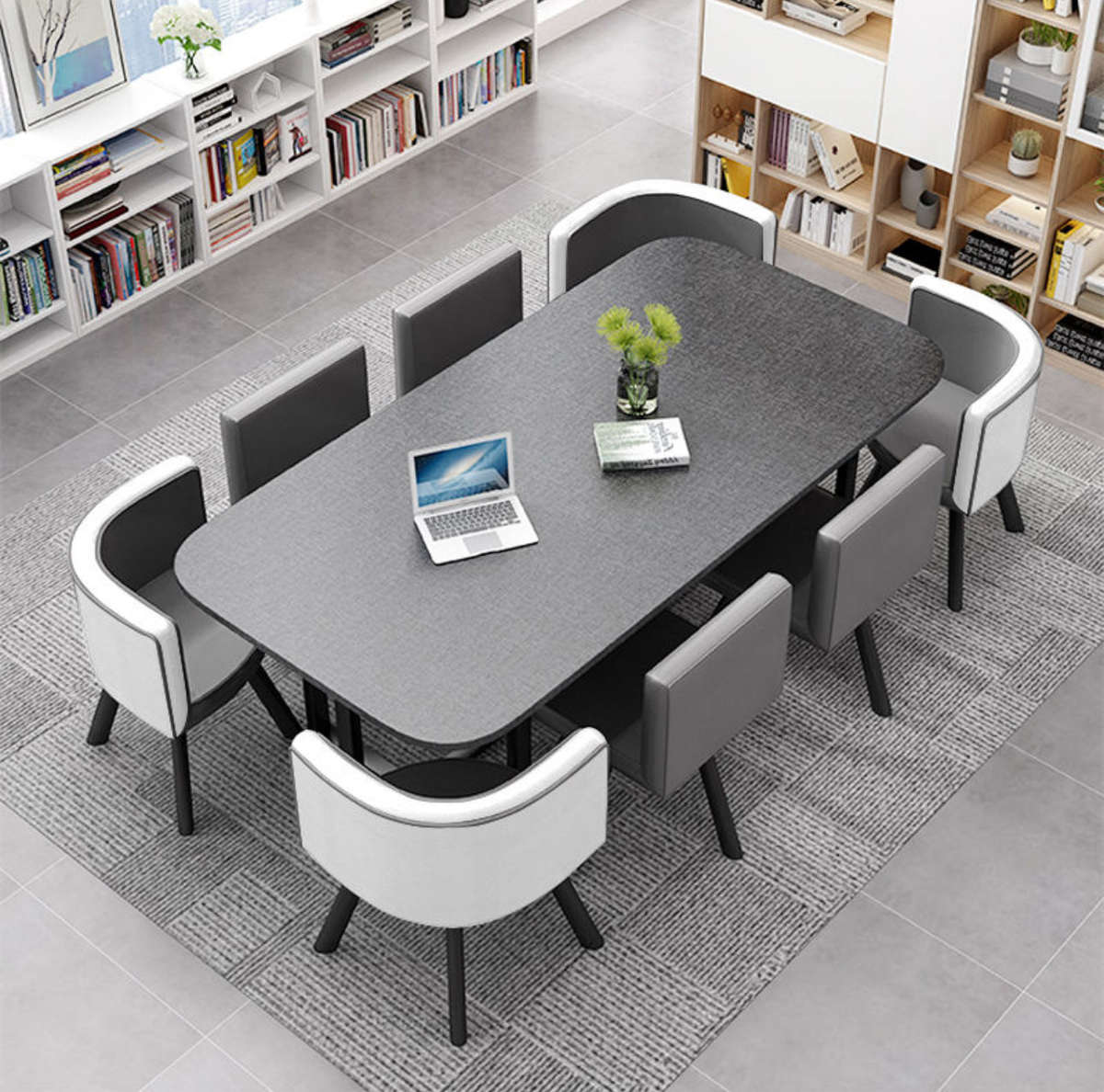 Nordic Style Table Set 8 Chairs + Dining Table , Rectangular Available In Various Colours Now Ava...