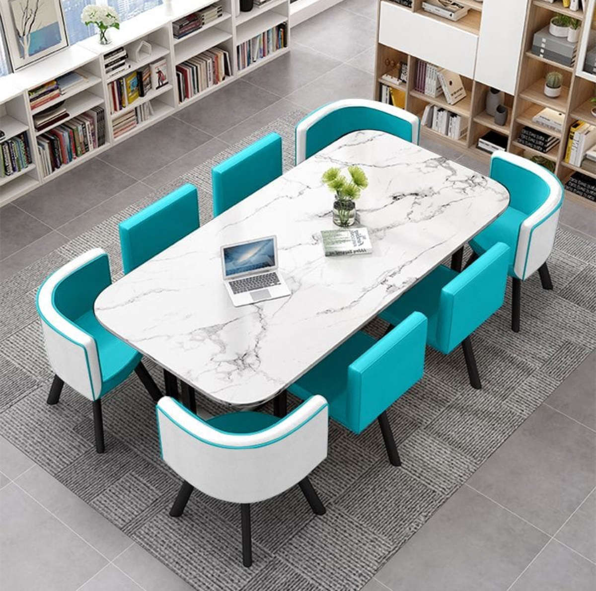 Nordic Style Table Set 8 Chairs + Dining Table , Rectangular Available In Various Colours Now Ava...