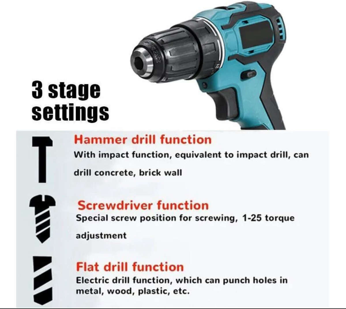 Multifunction Cordless Battery PowerTool Kit -4 Different Tools!