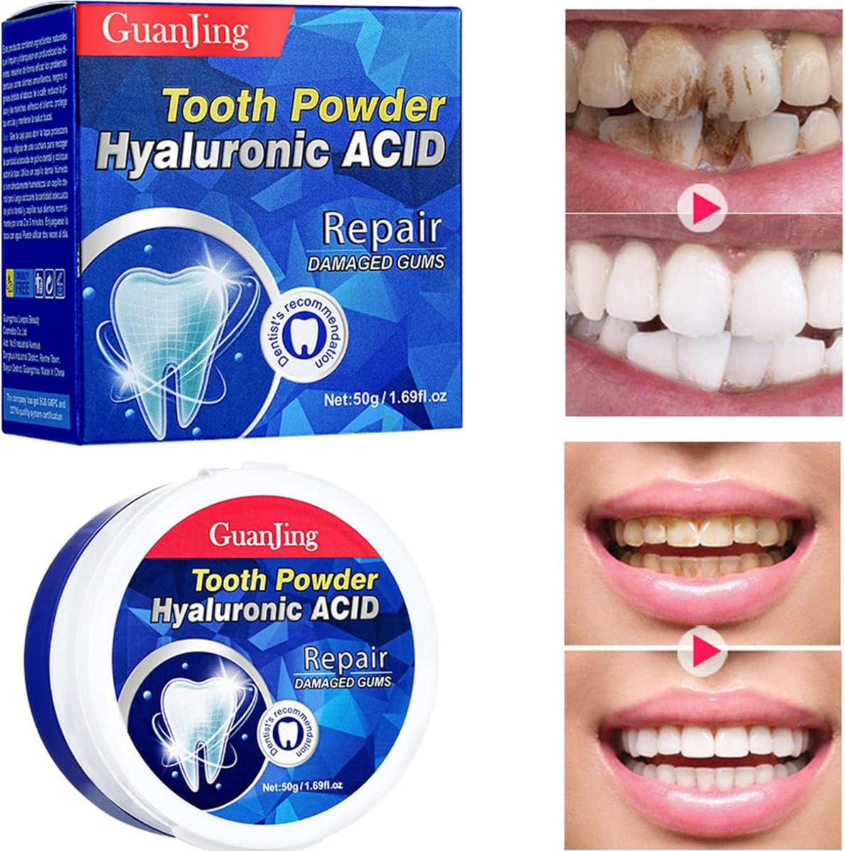 Natural Tooth Powder,Mouth Odor Removing Portable Tooth Powder - Teeth Cleaning Necessities for F...