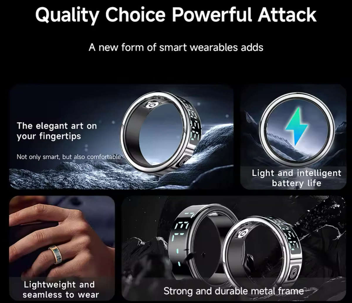 New High Performance Smart Ring With 5ATM Waterproof Gesture Operated Camera Video Health Monitor...