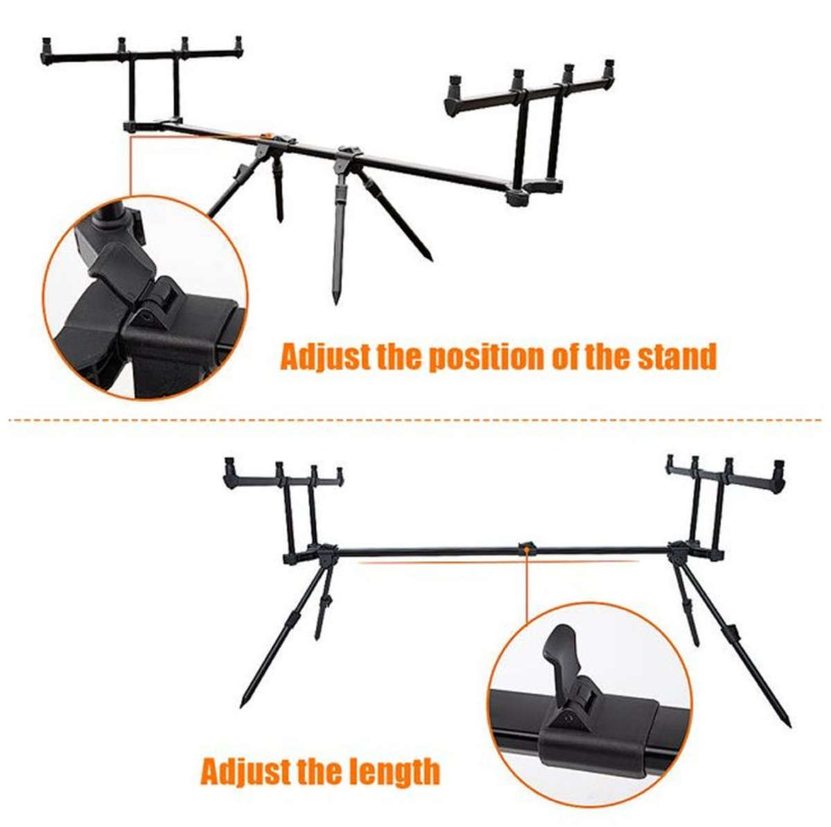 Pro Adjustable Carp Fishing 4-Rod Pod With Bag