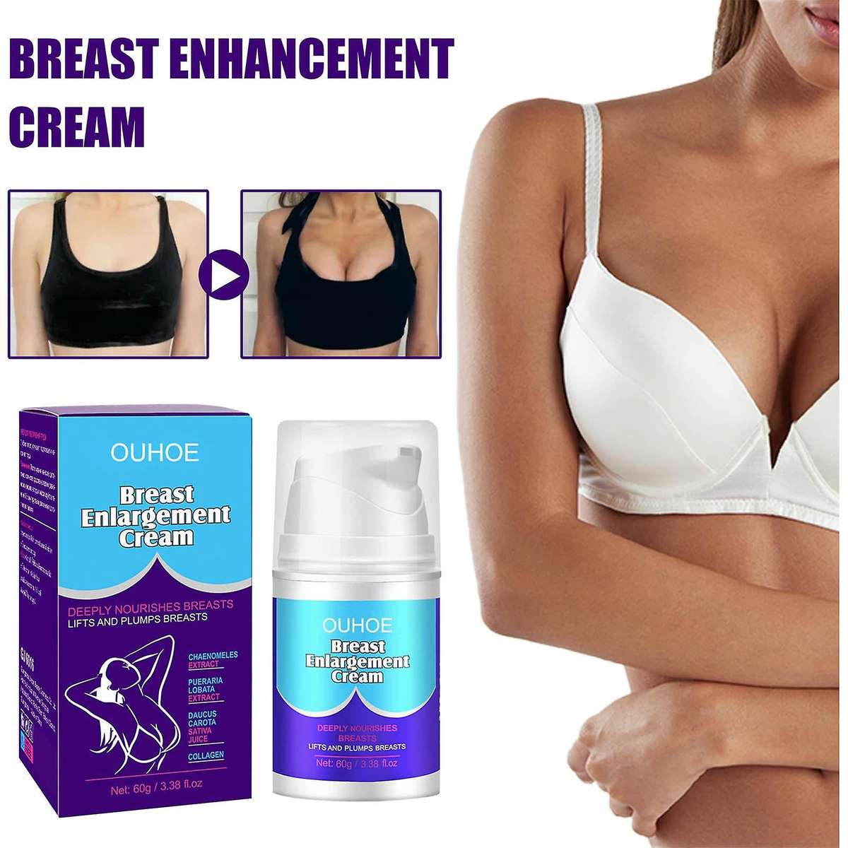 Breast Enhancement Cream, Breast Enlargement, Natural Breast Firming And Lifting Cream For Women ...