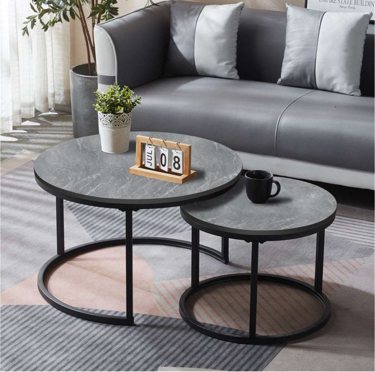 Nesting End Table Round Coffee Table Set of 2 -Various Colours