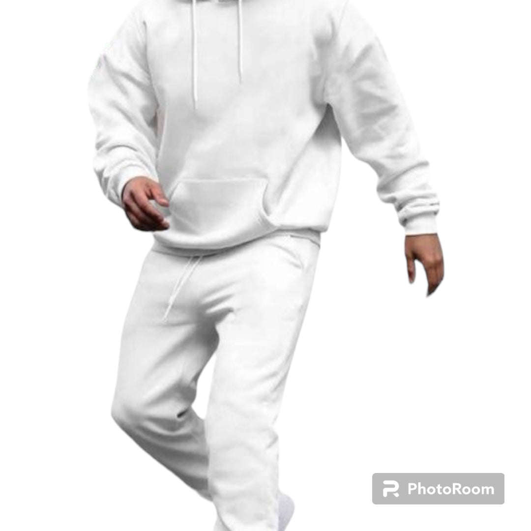 Winter Long Sleeves New Unisex Tracksuit Hoodies Casual Solid Color Thick Pullover and Long Pant ...