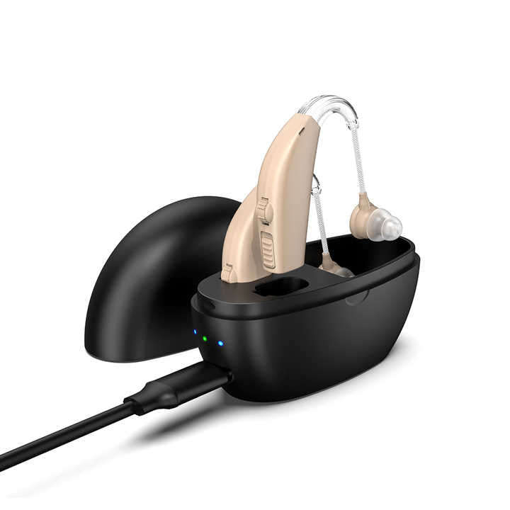 Portable Sound Amplifier Noise Cancelling BTE Rechargeable Ear Hearing Aid for Severe Hearing Loss