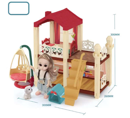 Dollhouse Girl Toys Houses with 2 Dolls Toy Figures,