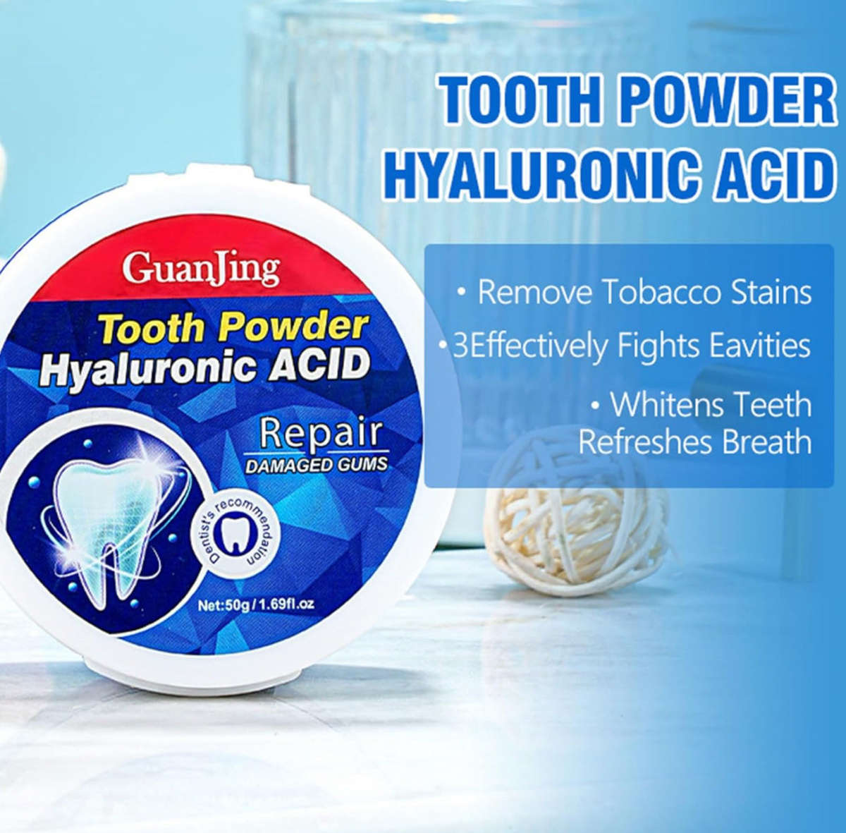 Natural Tooth Powder,Mouth Odor Removing Portable Tooth Powder - Teeth Cleaning Necessities for F...