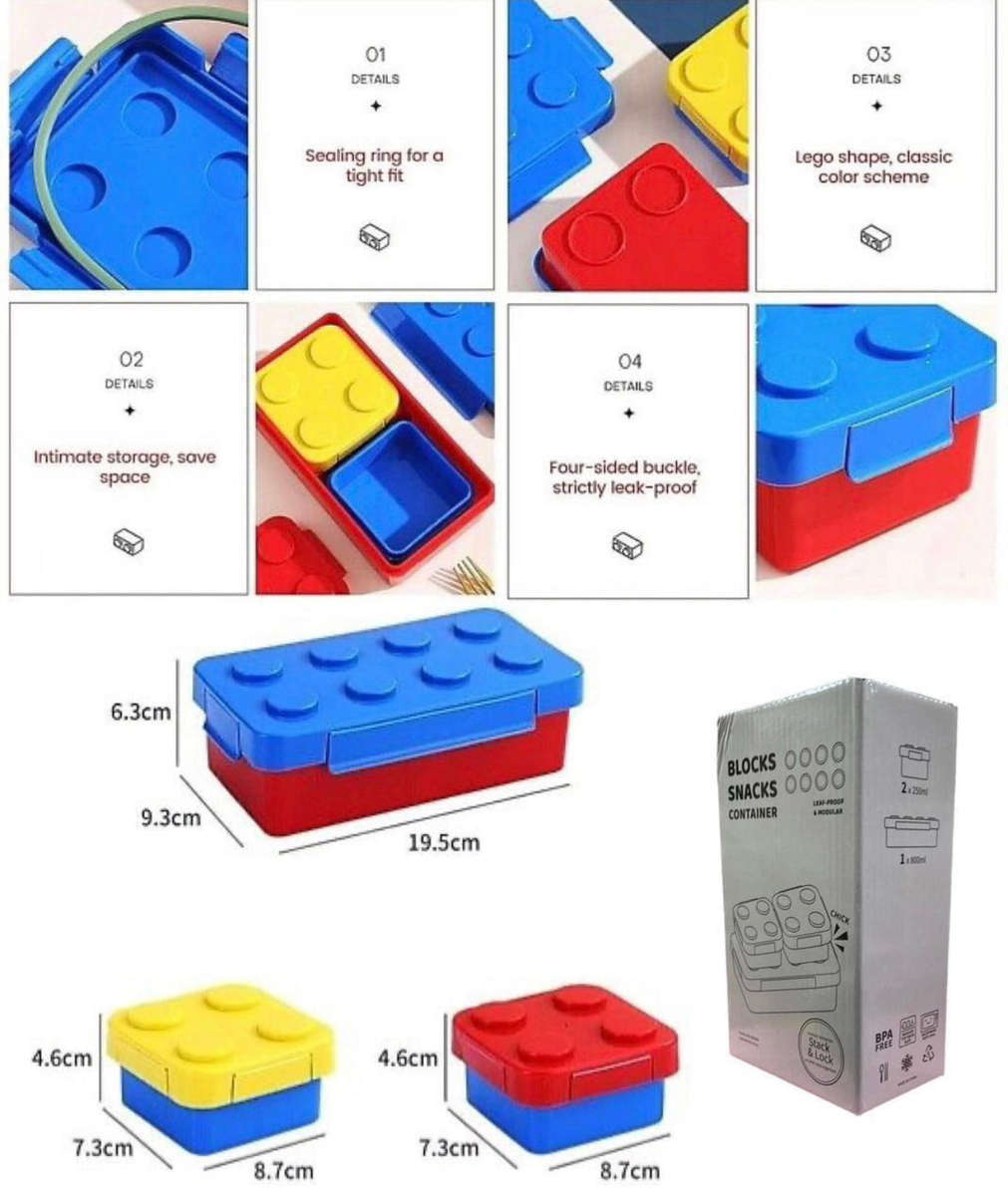 Lego Style Lunchbox 3pc