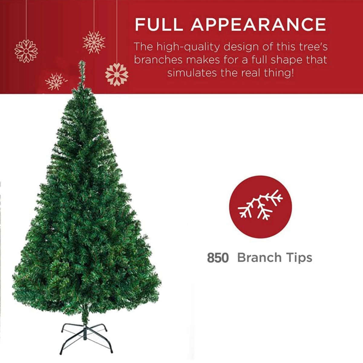 Christmas Tree Artificial Hinged Xmas Tree fire-Resistant and Non-allergenic Christmas Ornament w...