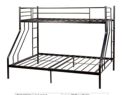 MHome Steel Double Bunk Bed  Single Top & Double Bottom | Space-Saving Modern Design