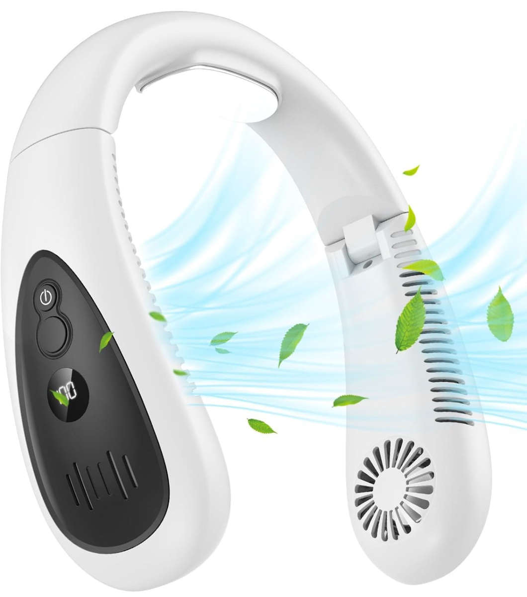 Portable Neck Fan, Hands Free Bladeless Fan, Foldable Wearable Small Personal Fan with 360 Cool...