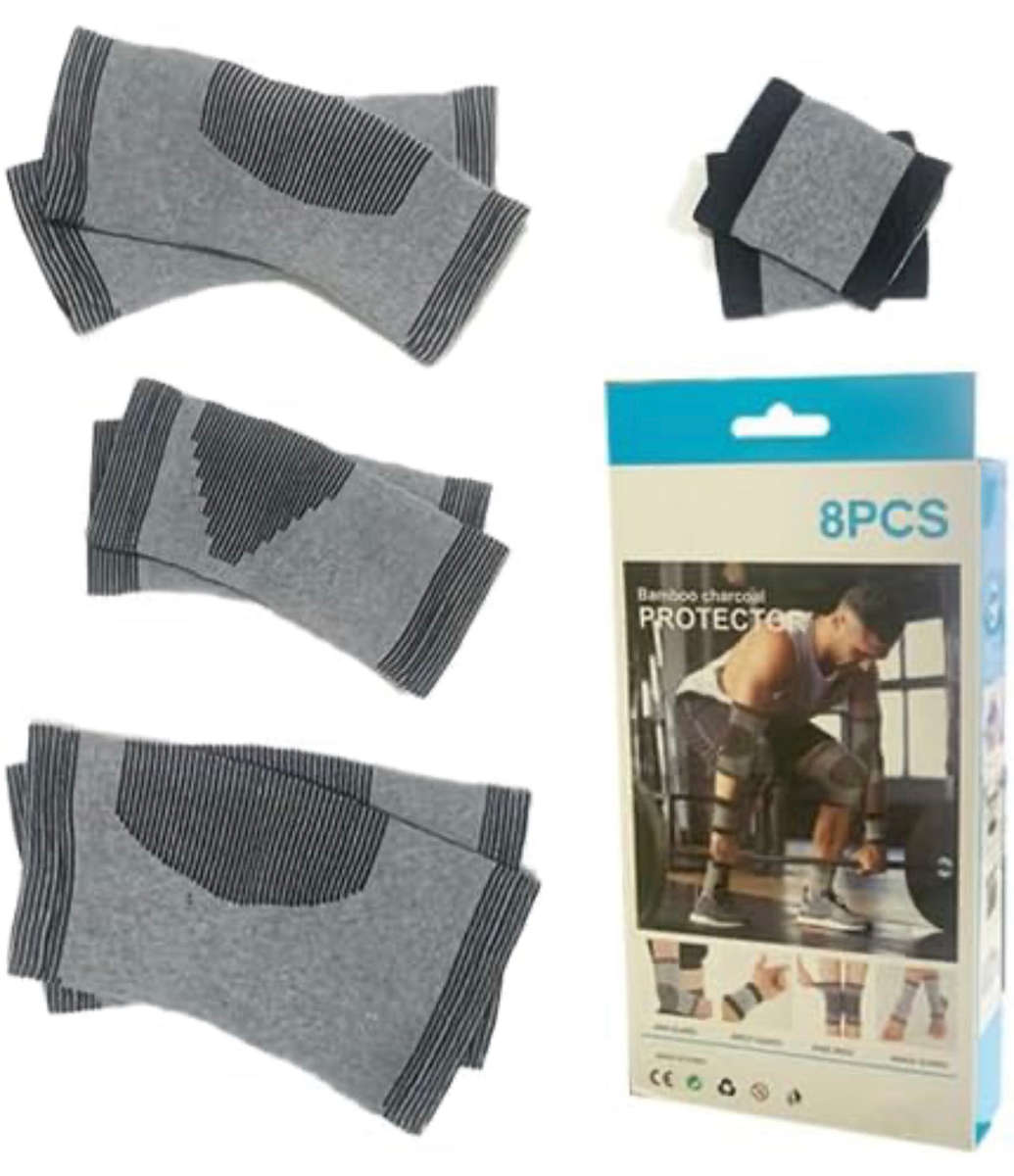 Bamboo Charcoal Protective Gear Set, Arm Guard, Wrist Guard, Knee Pads, Ankle Guard, gear set for...