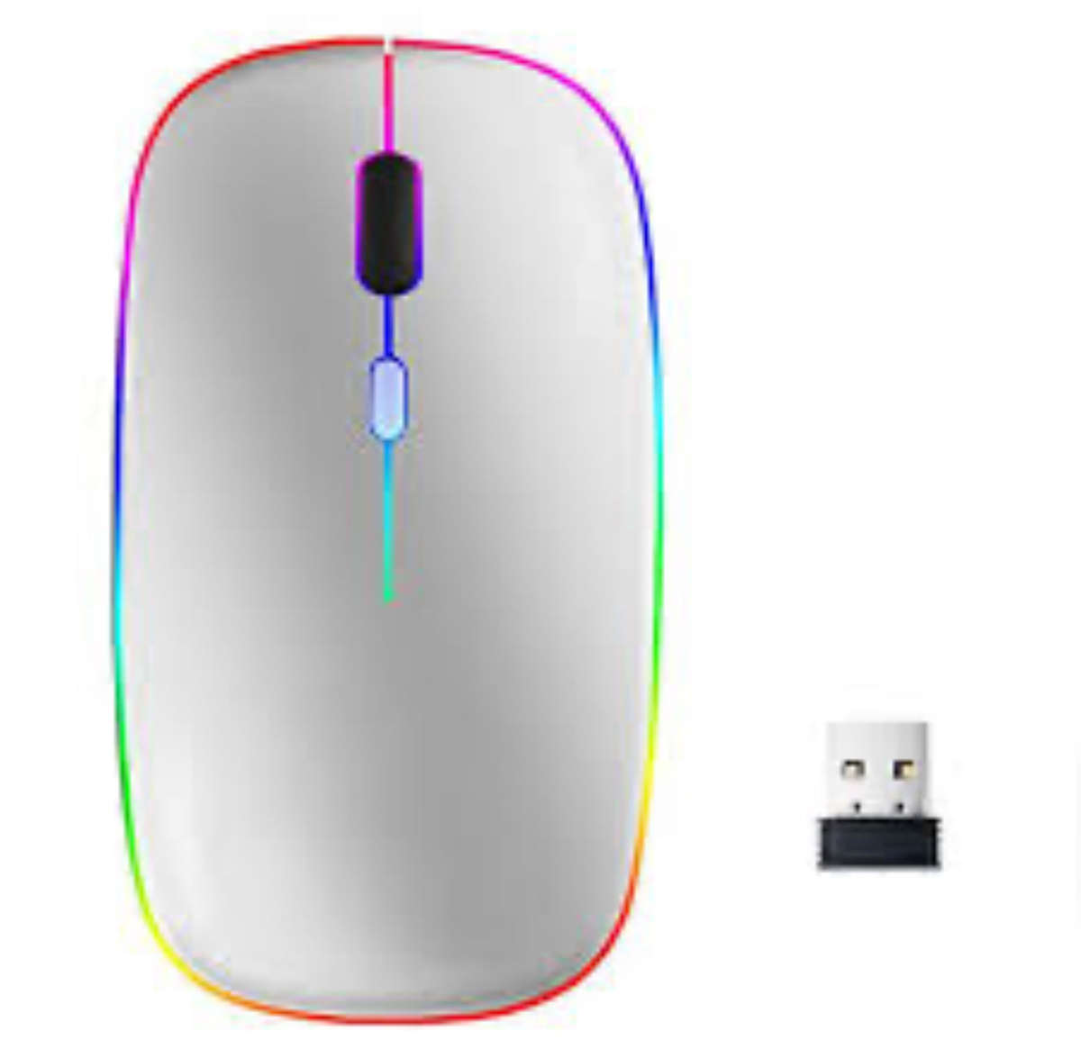 Wireless Mouse, Led Slim Dual Mode(bluetooth 5.2 And 2.4g Wireless) Rechargeable Led Wireless Mou...