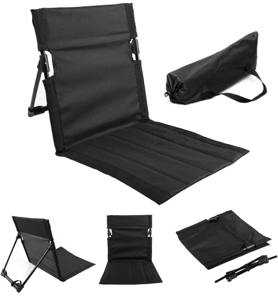 Beach Chair Beach Mat Recliner Lightweight Beach Mat with Backrest One-Step Assembly Foldable Bea...