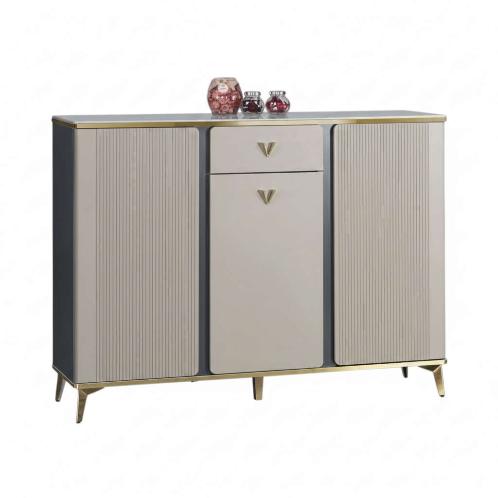 MFurn Vertical Stripe Two-Door Luxury Shoe Cabinet