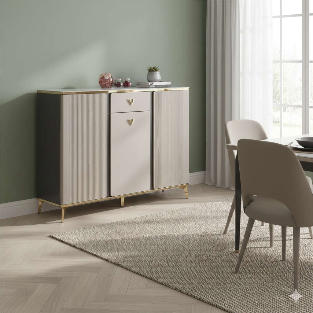 MFurn Vertical Stripe Two-Door Luxury Shoe Cabinet