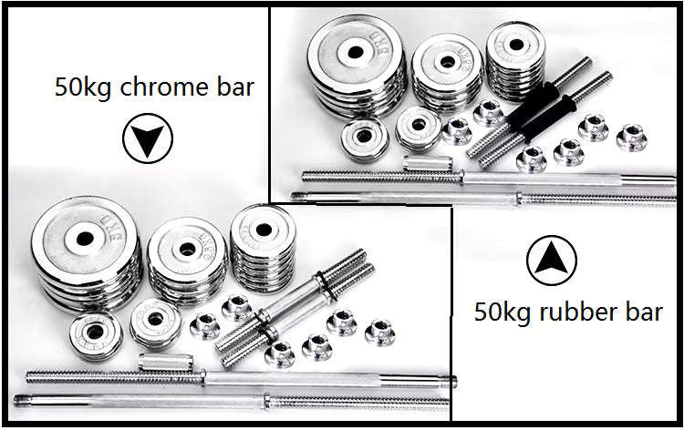 ProSportz 50kg Adjustable Dumbbell & Barbell Set  Iron Plates with Rubber-Coated Bars | Home G...