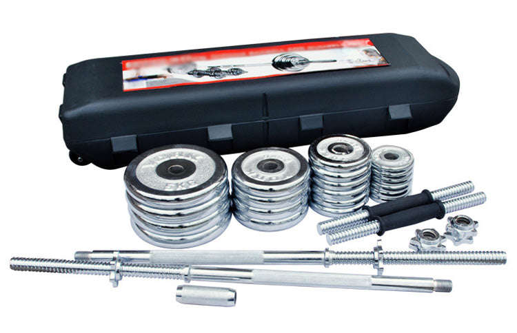 ProSportz 50kg Adjustable Dumbbell & Barbell Set  Iron Plates with Rubber-Coated Bars | Home G...