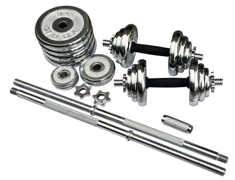 ProSportz 50kg Adjustable Dumbbell & Barbell Set  Iron Plates with Rubber-Coated Bars | Home G...