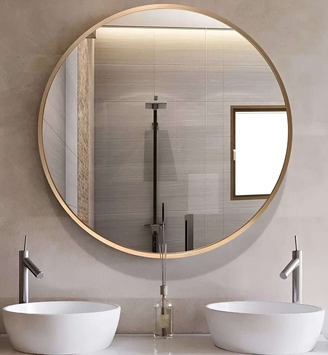 Premium Quality Round Wall Mirror | Gold Metal Frame