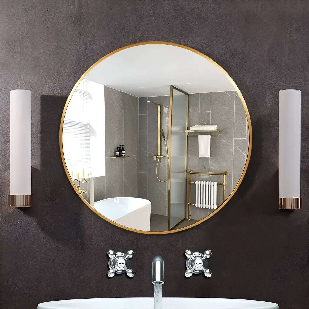 Premium Quality Round Wall Mirror | Gold Metal Frame