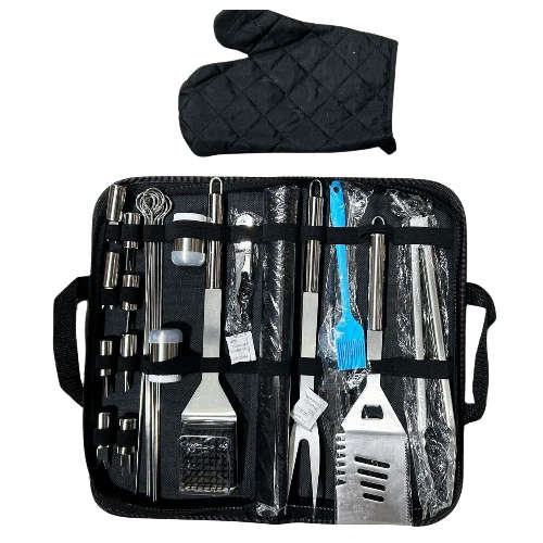 27-Piece Stainless Steel BBQ Grill Tools Set  Heavy-Duty Braai Accessories Kit