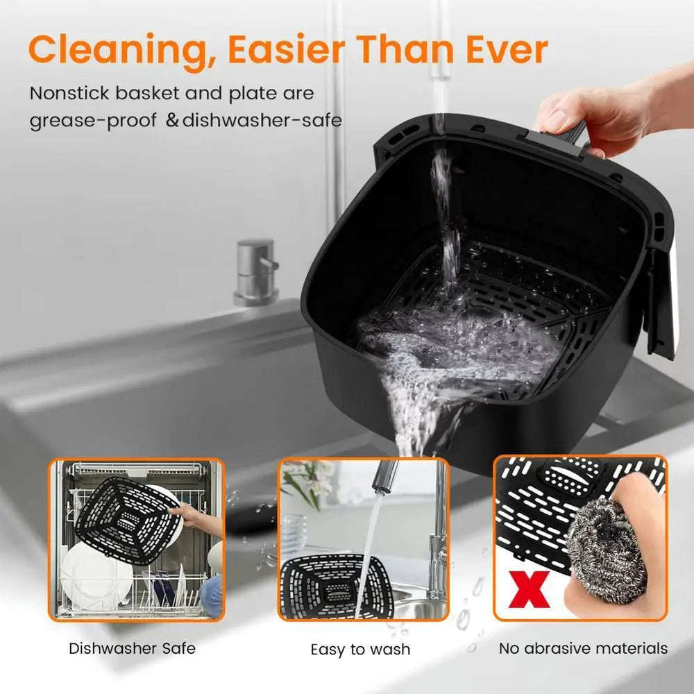 Air Fryer Digital Touch Screen Cooker Low Oil Timer Oven Frying Fryer Silvercrest 7.5L inc 2pc To...