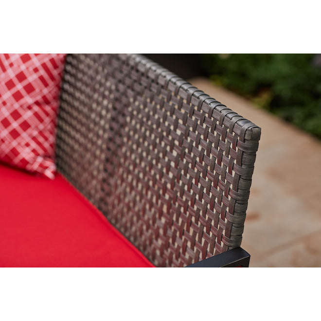 MFurn Maggie Inspirations 4-Piece Black Patio Conversation Set with Red Cushions