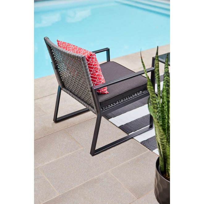 MFurn Maggie Inspirations 4-Piece Black Patio Conversation Set with Red Cushions
