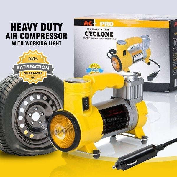 Heavy Duty Air Compressor With Flash Light, 12V 150PSI 35LPM, Electric Tire Inflator, Analog Air ...