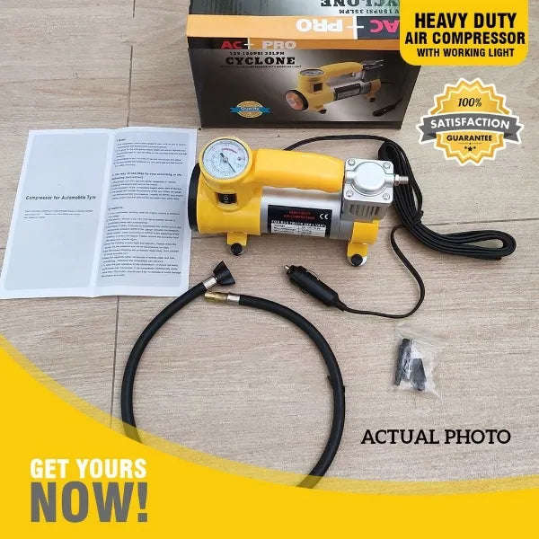 Heavy Duty Air Compressor With Flash Light, 12V 150PSI 35LPM, Electric Tire Inflator, Analog Air ...