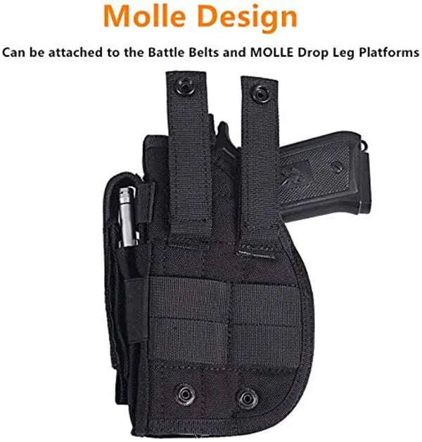Tactical Pistol Gun Holster Right Hand Hunting Military Molle Handgun Pouch Case