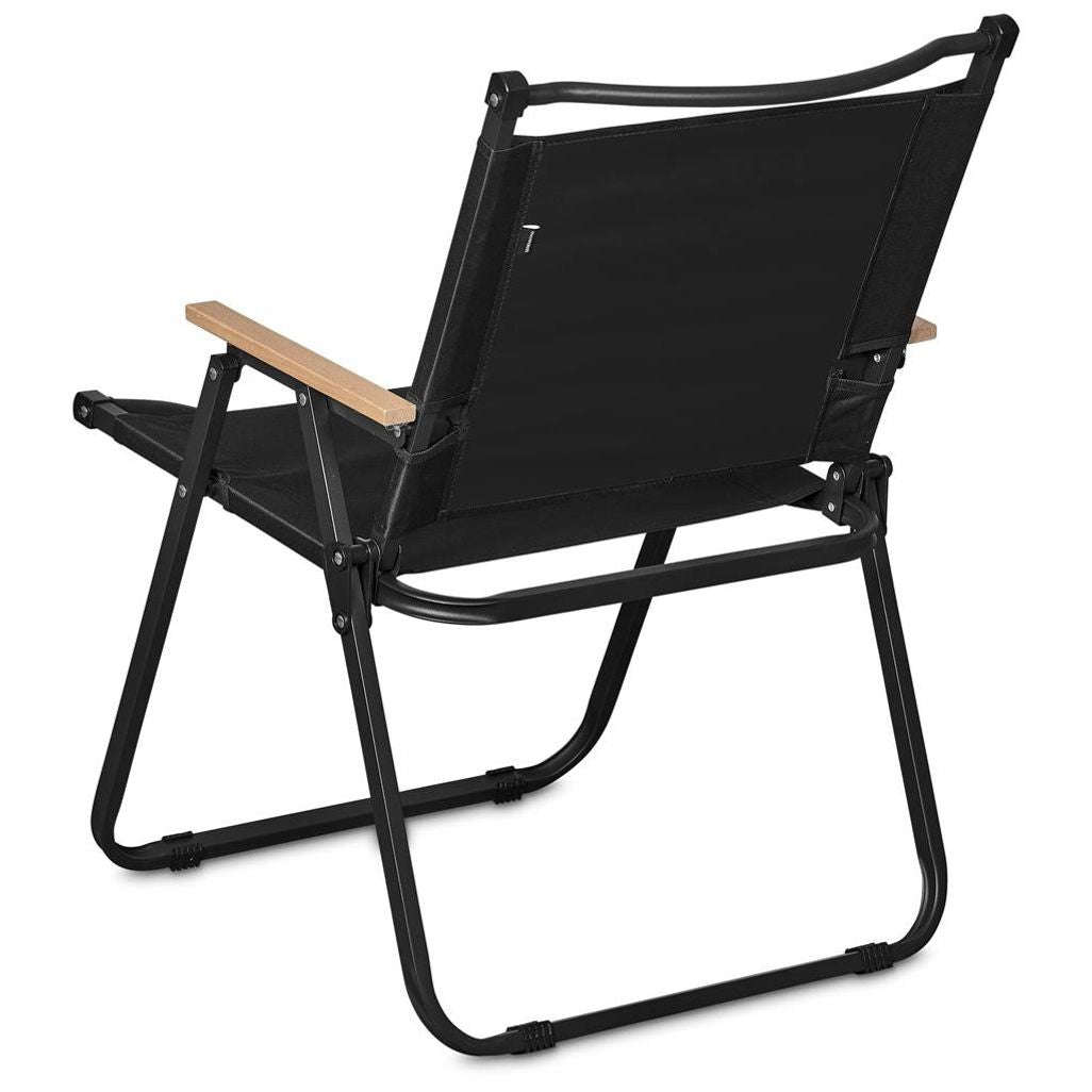 MHome Portable Outdoor Chair with Wood Armrests  Foldable & Heavy-Duty