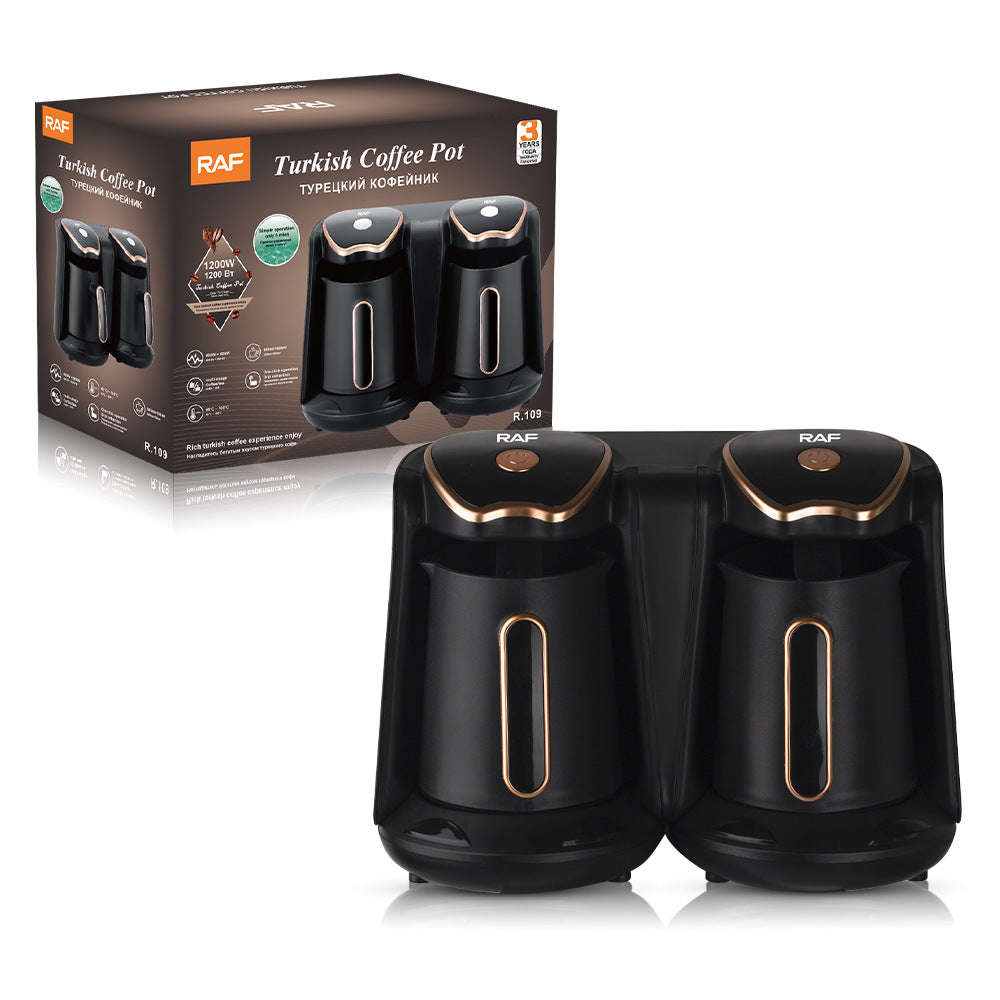 RAF R.109 Dual Turkish Coffee Maker  2-Cup Electric Coffee & Tea Machine with Smart Anti-Overf...