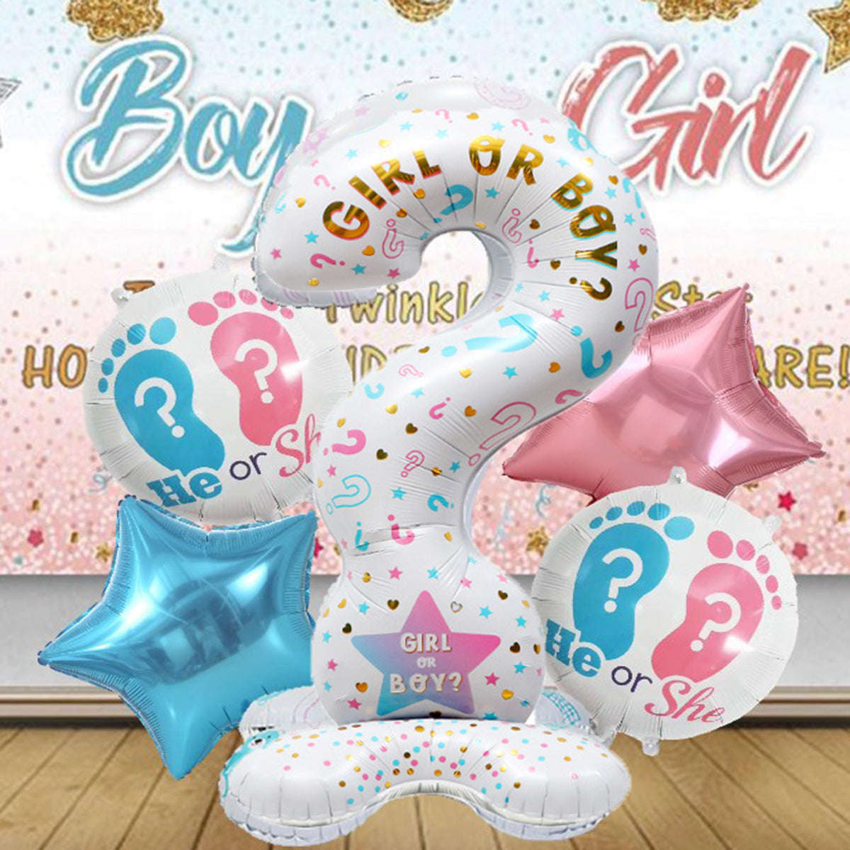 5pcs Gender Reveal Party Balloons Set