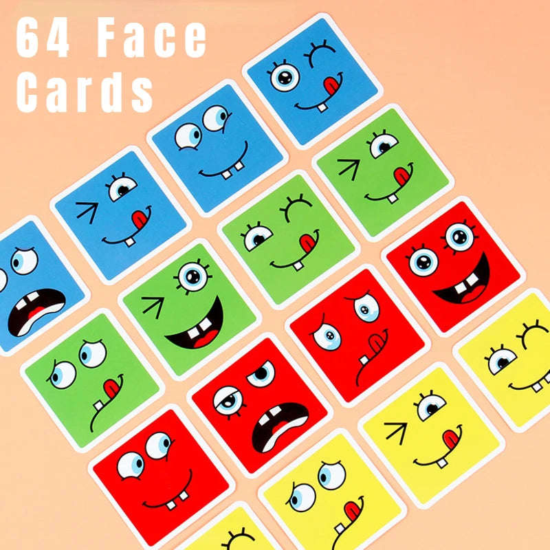 MKids Cube Face Change Puzzle  Wooden 3D Building Blocks Educational Toy