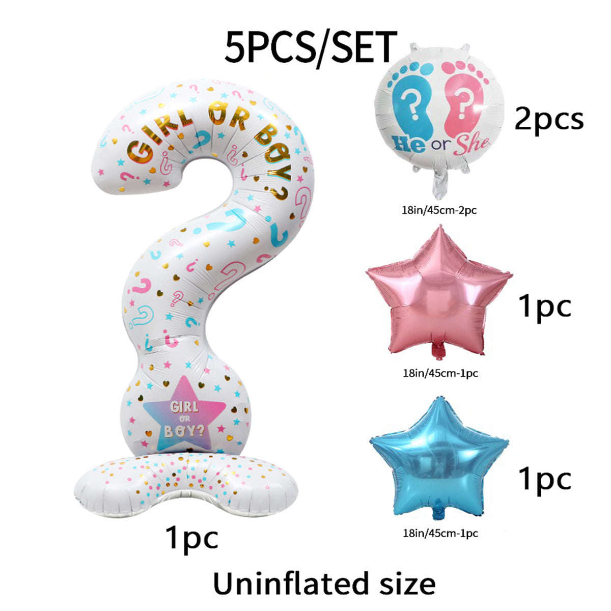 5pcs Gender Reveal Party Balloons Set