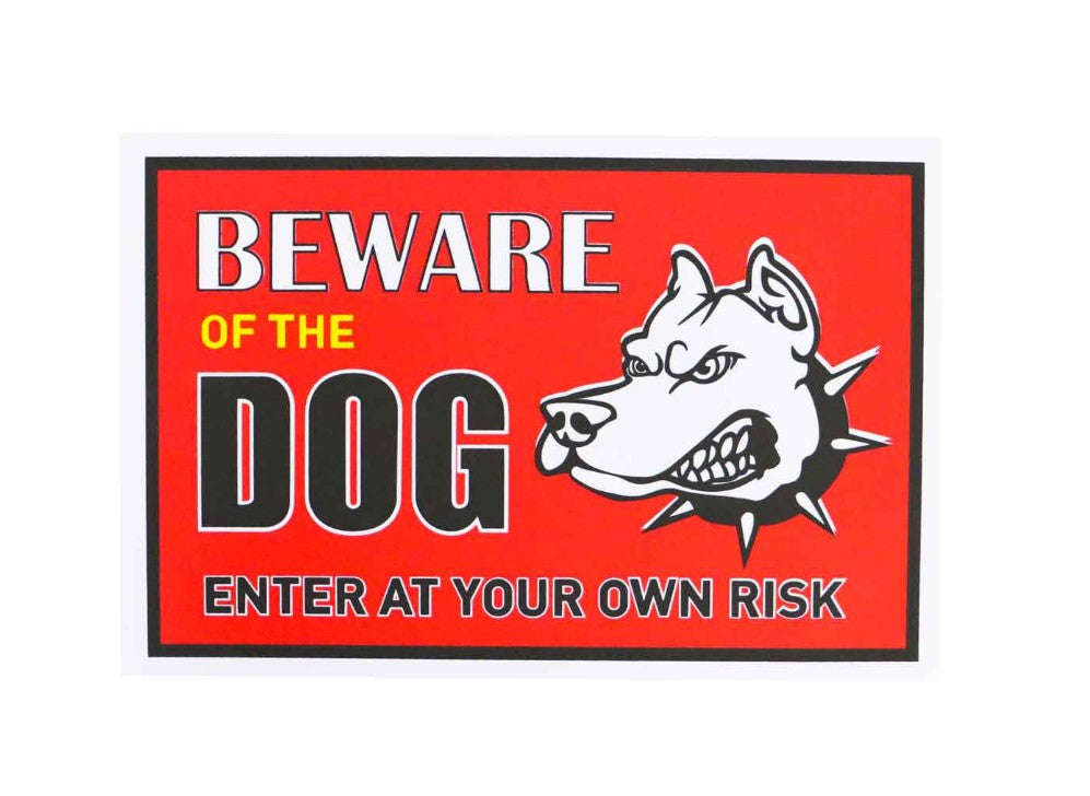 Red And White "Beware Of The Dog" Plastic Board 20cm x 30cm x 3mm
