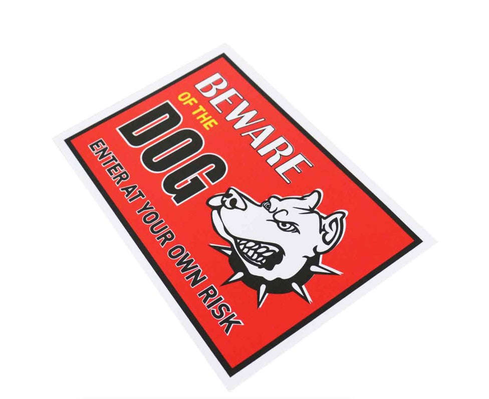 Red And White "Beware Of The Dog" Plastic Board 20cm x 30cm x 3mm