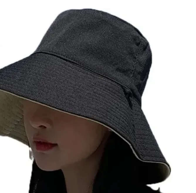 Anti-UV Wide Brim Sunscreen Fisherman Cap Outdoor Travel Caps (Black)