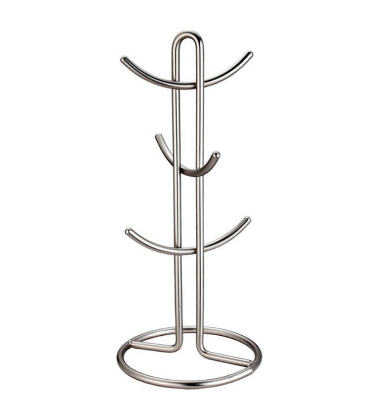 Heavy Duty Stainless Steel 6 Cup Mug Tree Stand Kitchen Cups Holder