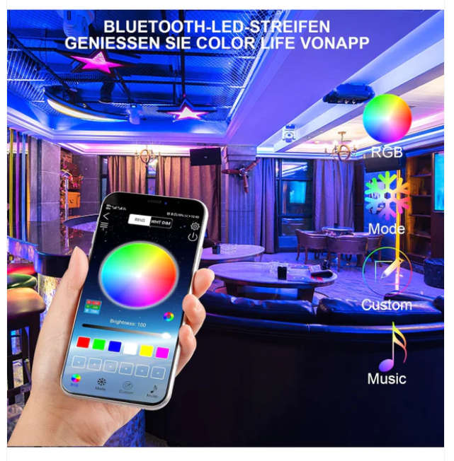 Christmas Bluetooth LED Strip, 10 m, LED Strip, SMD 5050 RGB LED Fairy Lights with Remote Control...