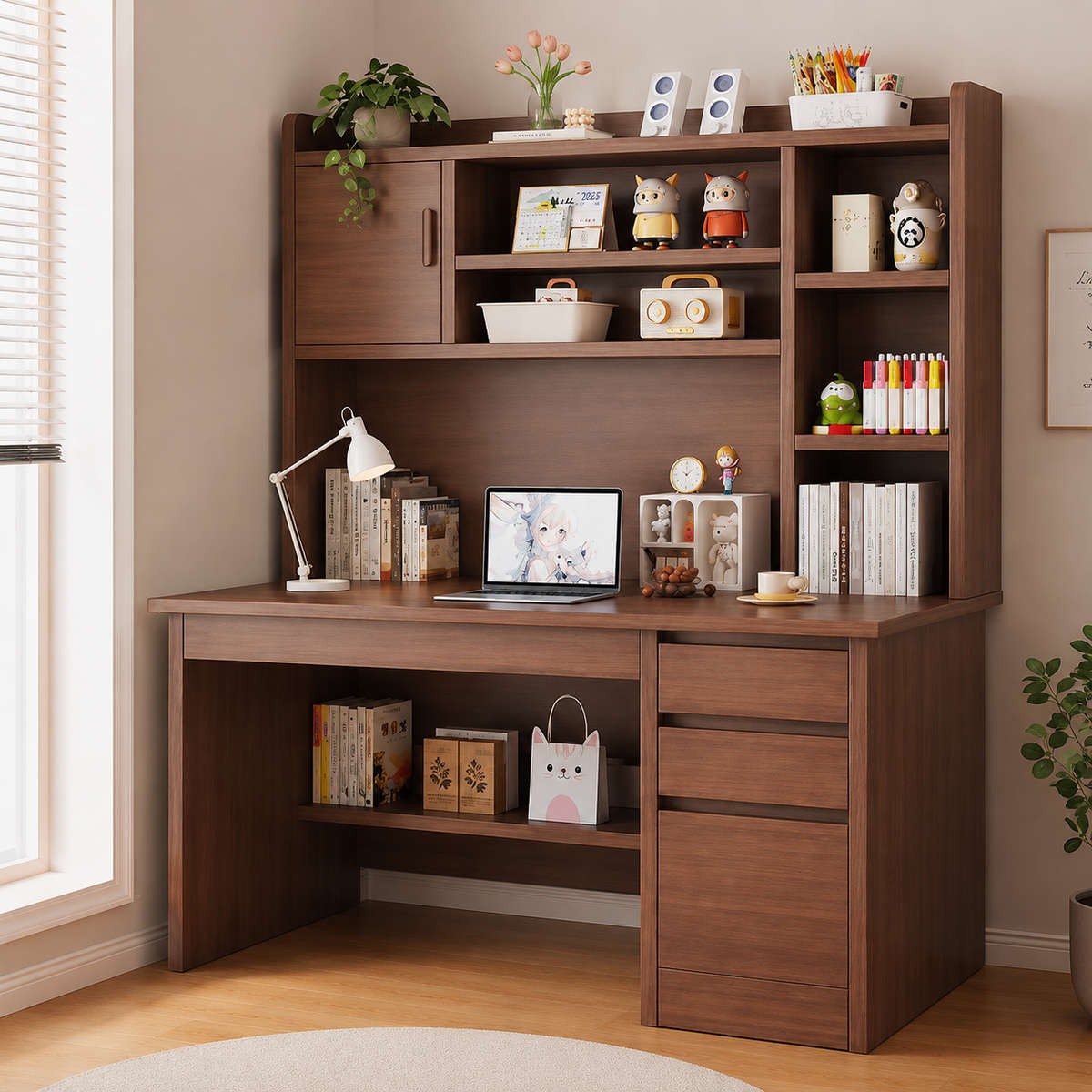 MHome Office Desk With Hutch & Storage Cabinet  120cm - PRE ORDER