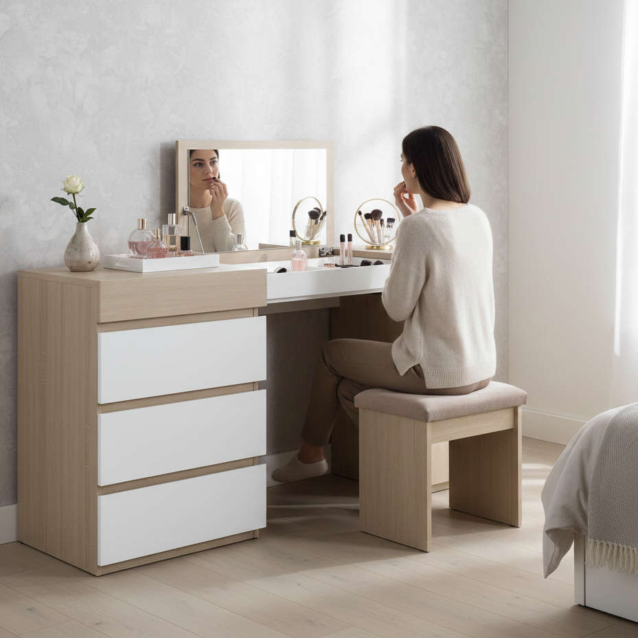 MFurn Modern Minimalist Vanity Desk  Dressing Table with Storage