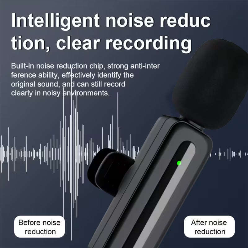 MTech 4-in-1 Wireless Lapel Clip-On Microphone for Phones, PCs & Cameras