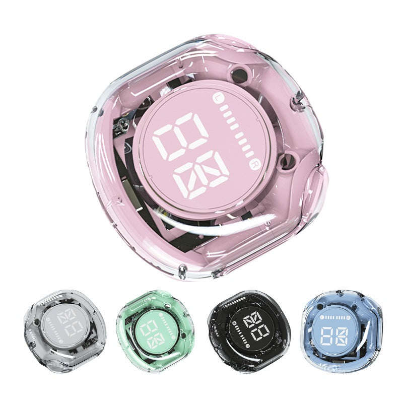 MTECH Wireless Earbuds With Clear Charging Case And Battery Display