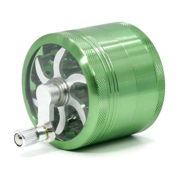 Aluminum Cannabis, Tobacco Grinder with Clear Cover and Handle