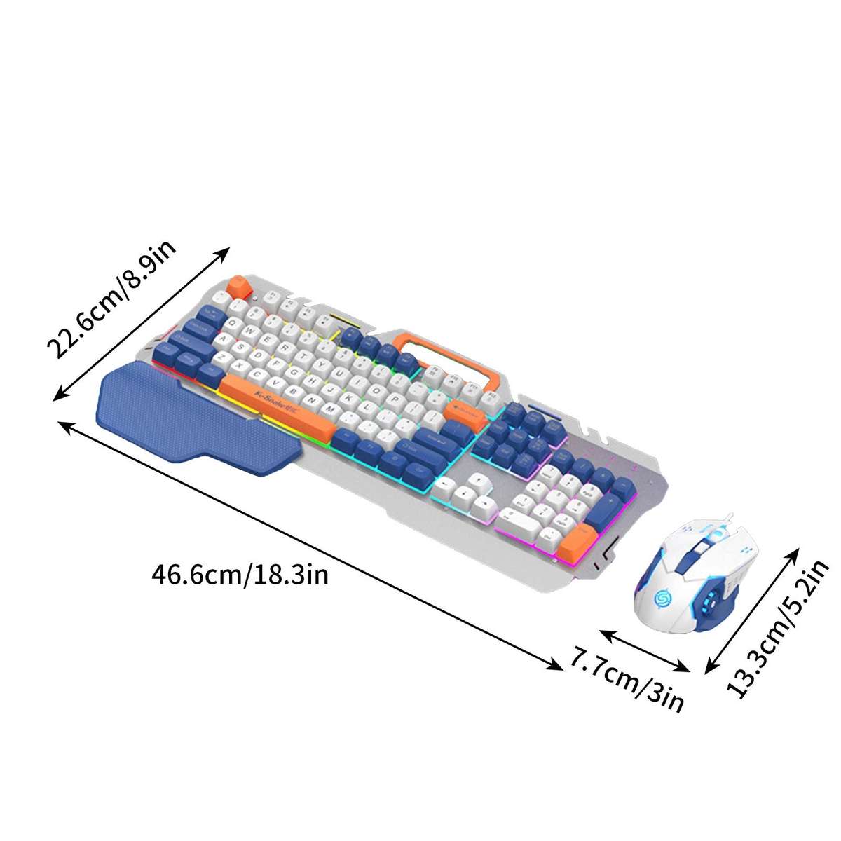 MTech Gaming Keyboard and Mouse Combo  Light-Up Rainbow Design